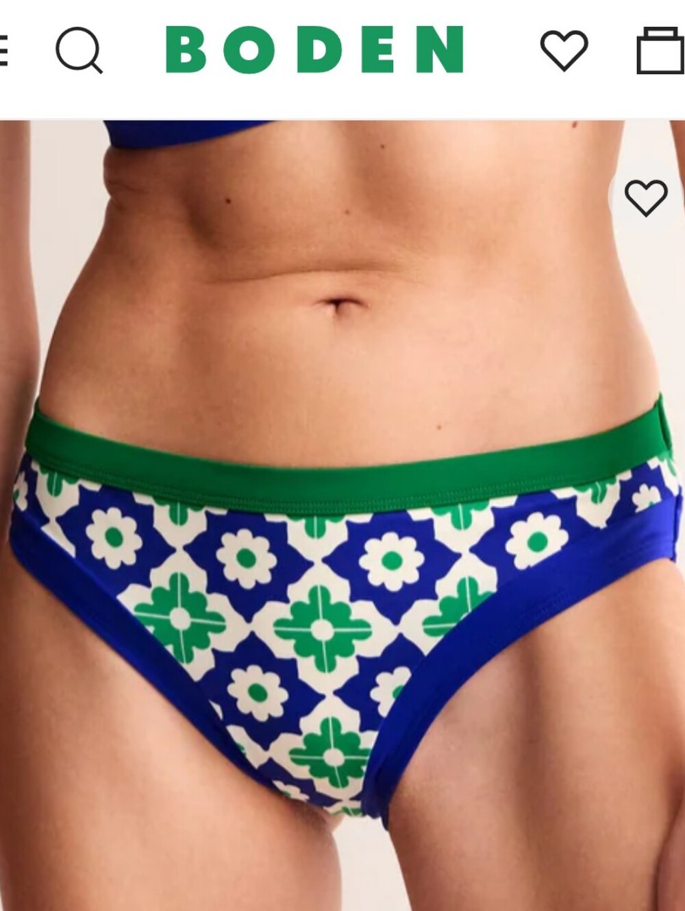 Boden NEW Santorini Bikini Bottom Geometric Stamp Sz 4